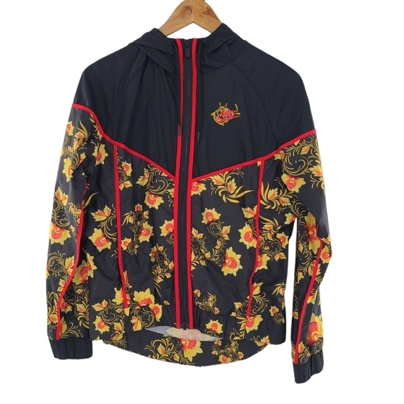 Nike Sports wear NSW Floral Windrunner Printed Women's SZ Small Jacket Black - Picture 8 of 9